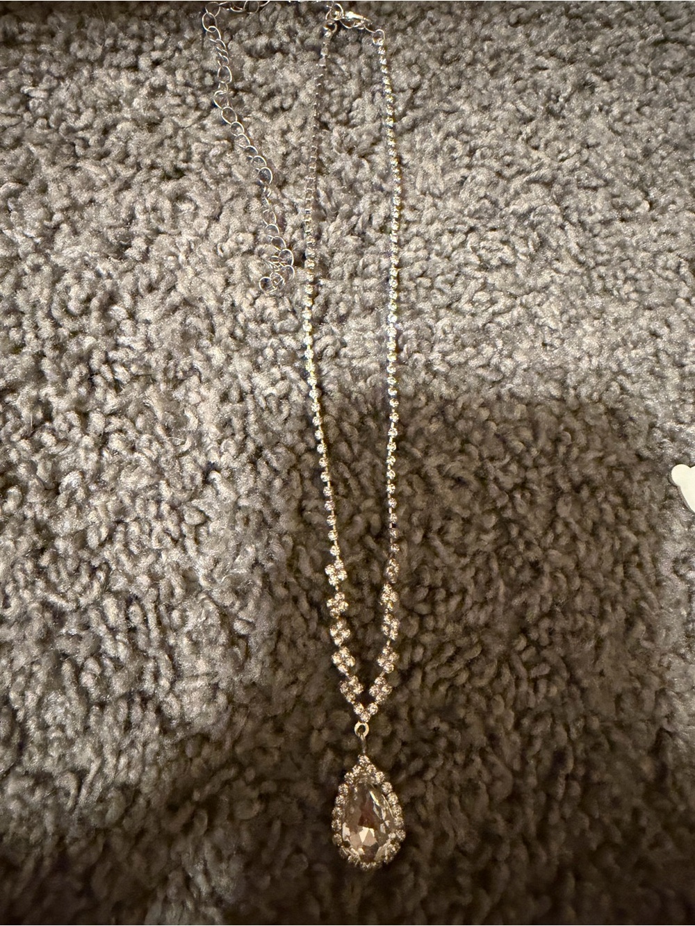 Silver Crystal Teardrop Pendant Necklace - Elegant Women’s Jewelry